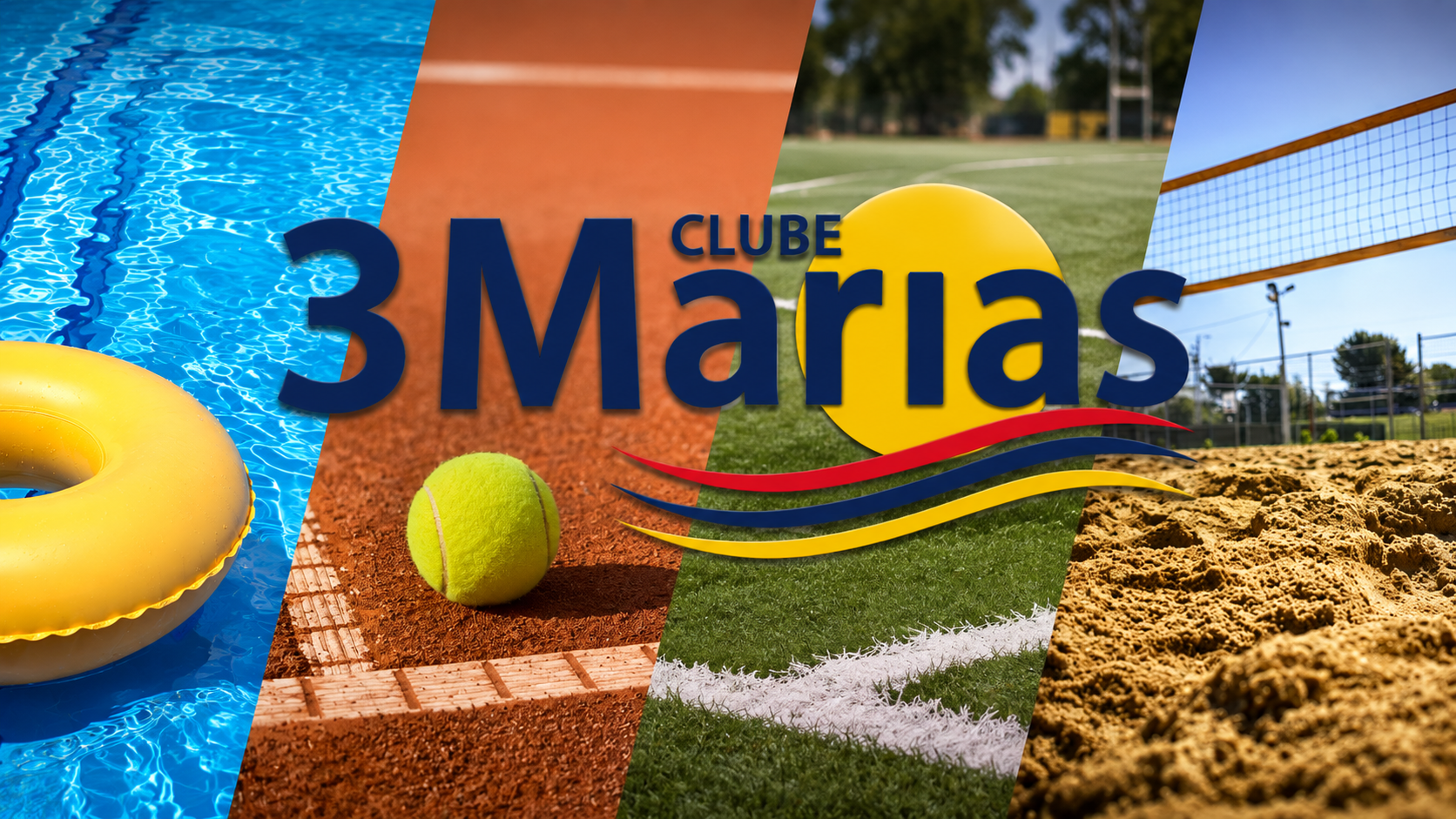 Piscina, tênis, futebol e beach tênis no Clube 3 Marias