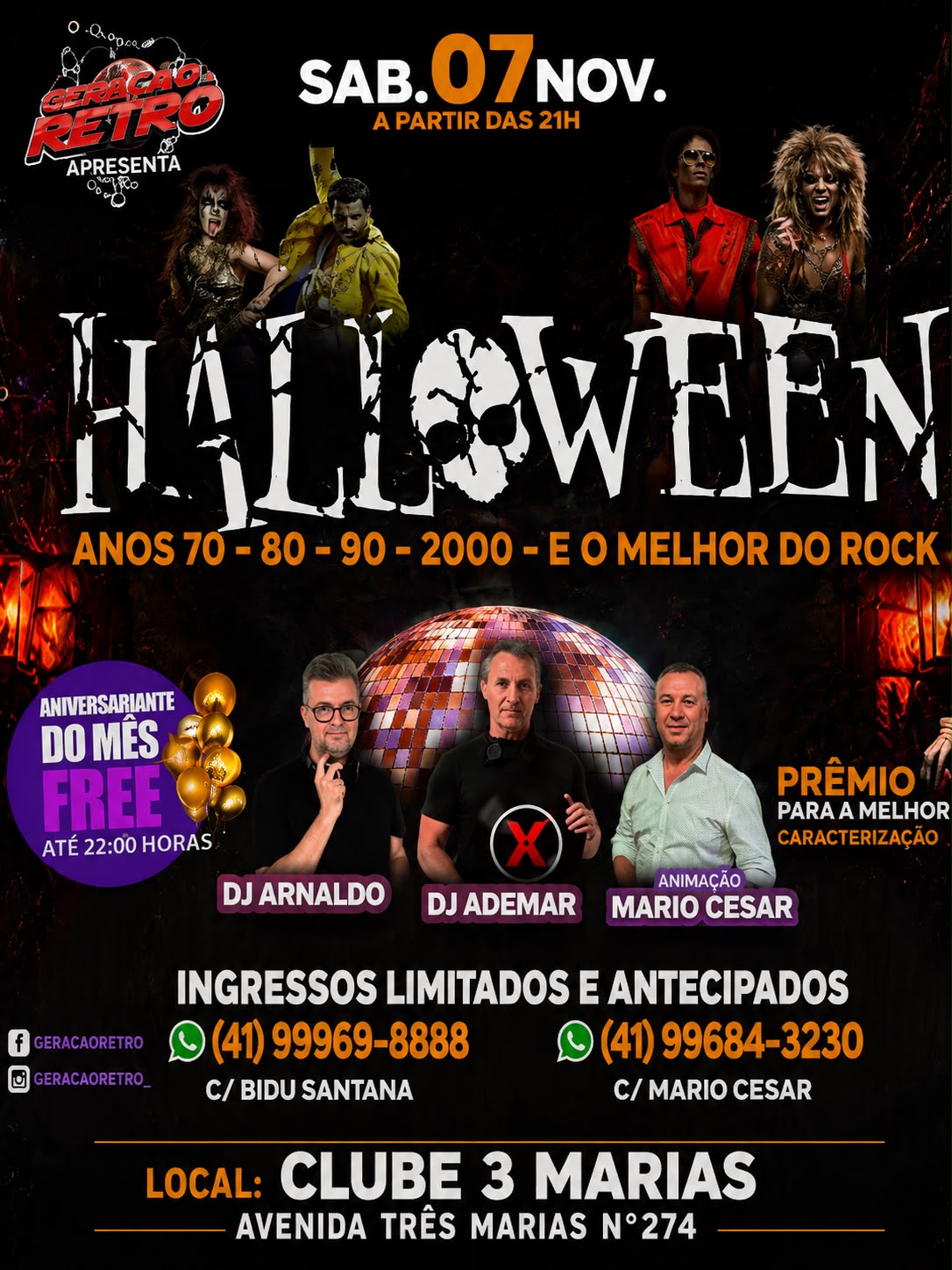 Halloween Geração Retro no Clube 3 Marias